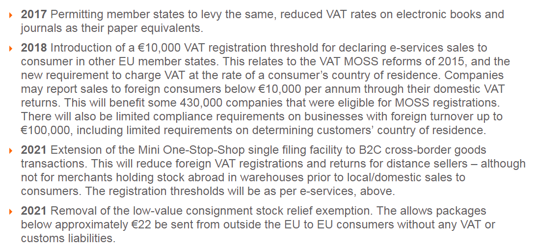 欧盟公布四大VAT调整新措施